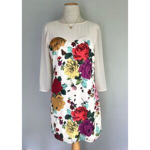 Ted Baker Floral Print Sheath Dress Size 2 Beaded Party Cocktail Wedding Formal‎